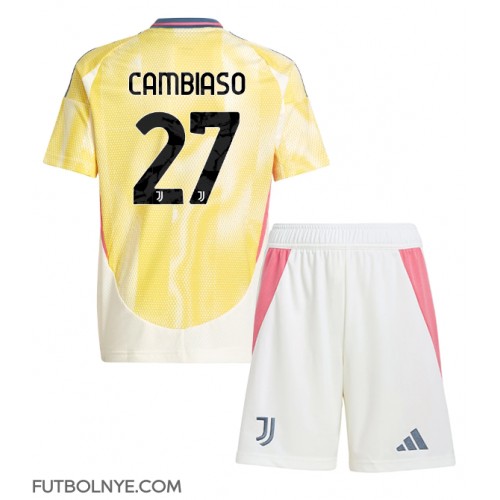 Camiseta Juventus Andrea Cambiaso #27 Visitante Equipación para niños 2024-25 manga corta (+ pantalones cortos)